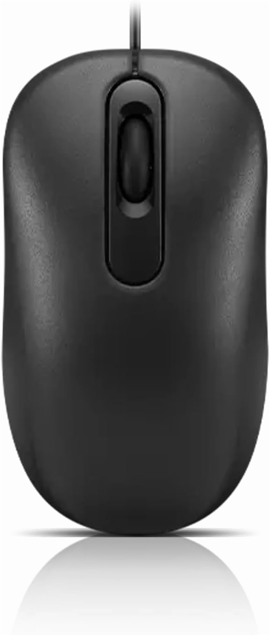100 Wired USB Computer Mouse for PC, Laptop, with Windows - Full-Size Ambidextrous Design 3 Buttons Red Optical Sensor – Black
