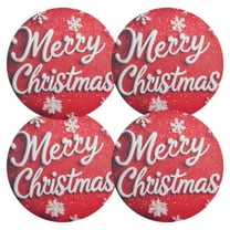 Ryvnso Snoflake Merry Chritsmas Round Plate Mats Dining Table Placemat Set of 4 for Holiday Decoration