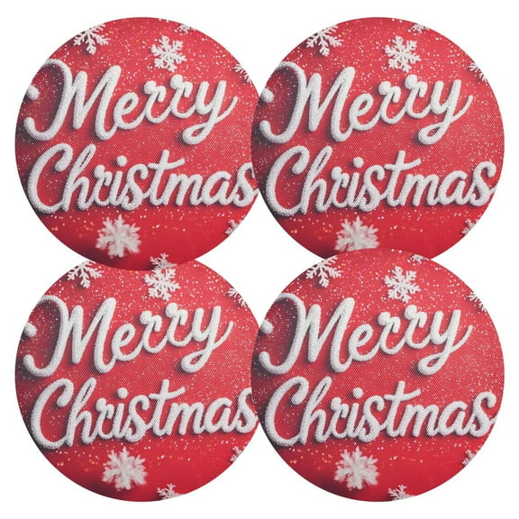 Ryvnso Snoflake Merry Chritsmas Round Plate Mats Dining Table Placemat Set of 4 for Holiday Decoration