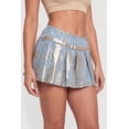 thumbnail image 3 of Women's Foil Screen Denim Pleated Micro Mini Skirt, 3 of 5