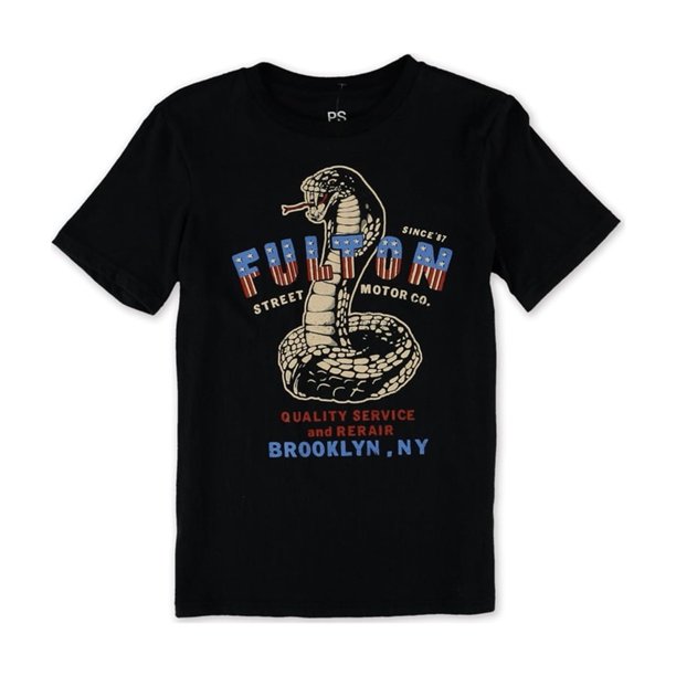 Aeropostale Boys Fulton Street Motors camiseta gráfica, negro, L (12)
