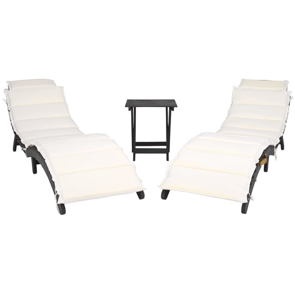 SAFAVIEH Pacifica Outdoor Patio 3 Piece Lounge Set, Black/Beige