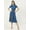 Blue, variant on Women’s Printed Viscose Rayon Front Slit Round Neck Calf Length Casual Summerwear Beachwear Partywear Light Weighted Straight Hem All Purpose One Piece Dress