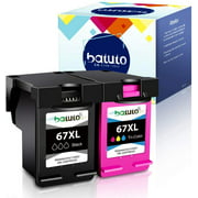batuto Remanufactured Ink Cartridge for HP 67 67XL 3YM59A 3YM58A (Black Tri-Color 2 Pcs） Replacement For HP ENVY Pro