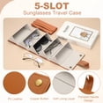 thumbnail image 3 of Organizador de gafas de sol, estuche de viaje de cuero para gafas de sol con 5 ranuras, caja organizadora de almacenamiento de gafas de sol para mujeres (marrón), 3 of 7