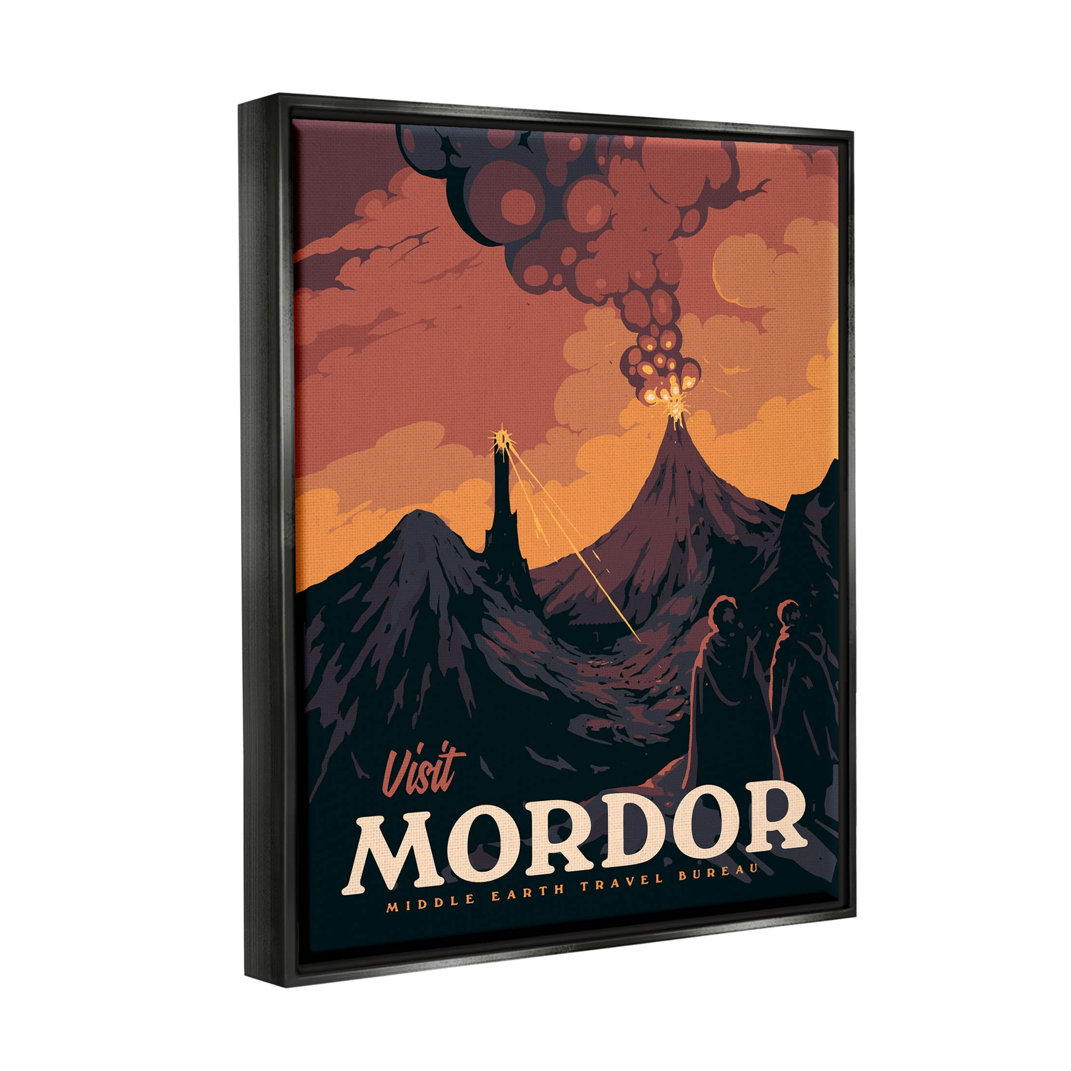 Stupell Industries Visit Mordor Volcano Fantasy Literature Graphic Art Jet Black Floating Framed Canvas Print Wall Art, Design by Matheus Lopes Castro