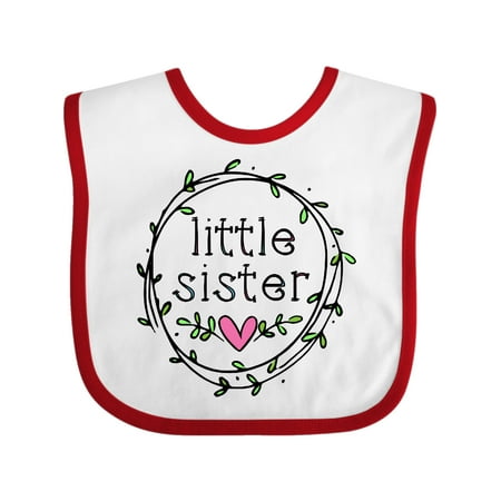 

Inktastic Little Sister Leaves Circle Heart Gift Baby Girl Bib
