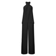 thumbnail image 4 of WILLBEST Outfits for Women Women 2 Piece Outfits Boho Casual Solid Color Hanging Neck Sleeveless Top Loose Wide Leg Pants Trousers Two Piece Set Suit Travel Outfits for Women Fashion, 4 of 5