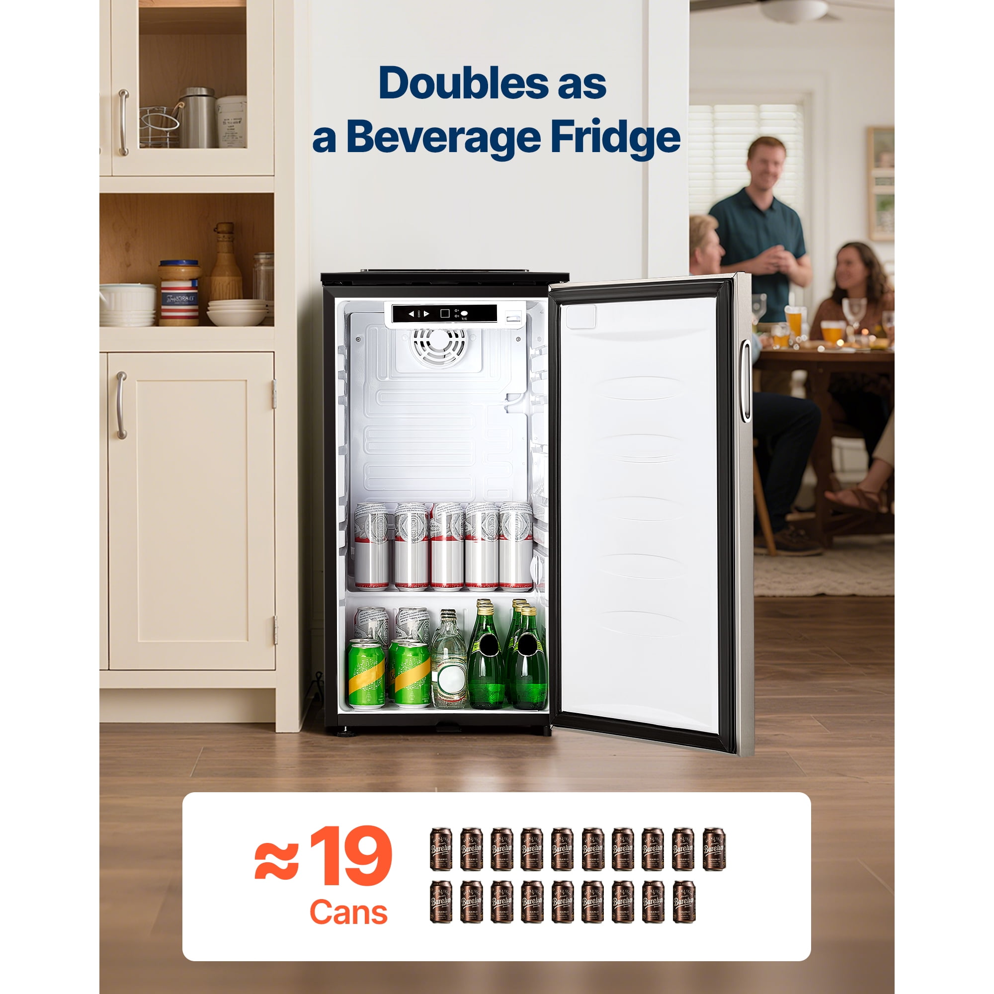 KFFKFF Single Tap Beer Kegerator, Draft Beer Dispenser for D System, Refrigerator with Shelves, Fits 1 Sixth Keg, Includes 2.5lbs CO2 Tank, 92L Capacity