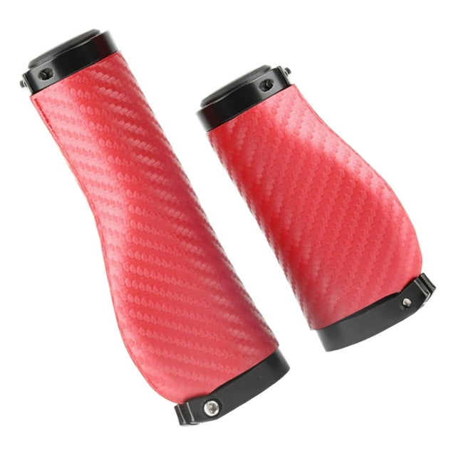 Puños de manillar de bicicleta Zulema 2 Piezas estilo de fibra de carbono Largo Corto Rojo