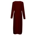 thumbnail image 5 of Dpytoraw Women's Casual Versatile Solid Color Loose Round Neck Long Sleeve Dress Women’s Ruffled Tiered Midi Dress, 5 of 5