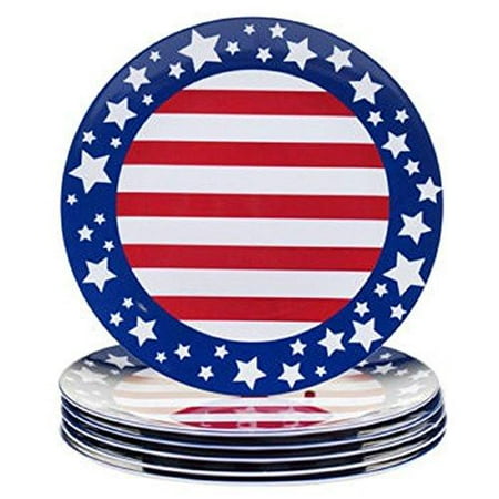 Melamine Dinnerware Set Red White Blue Stars Stripes Indoor Melamine Dinnerware Set Red White Blue Stars Stripes Indoor Outdoor Service For 6 4th Of July Summer Bb Picnic Patio