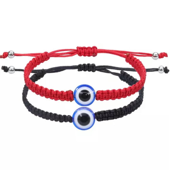 HOOUN Women's Evil Eye Blue Beaded Charm Stretch Bracelet for Couples-black + red