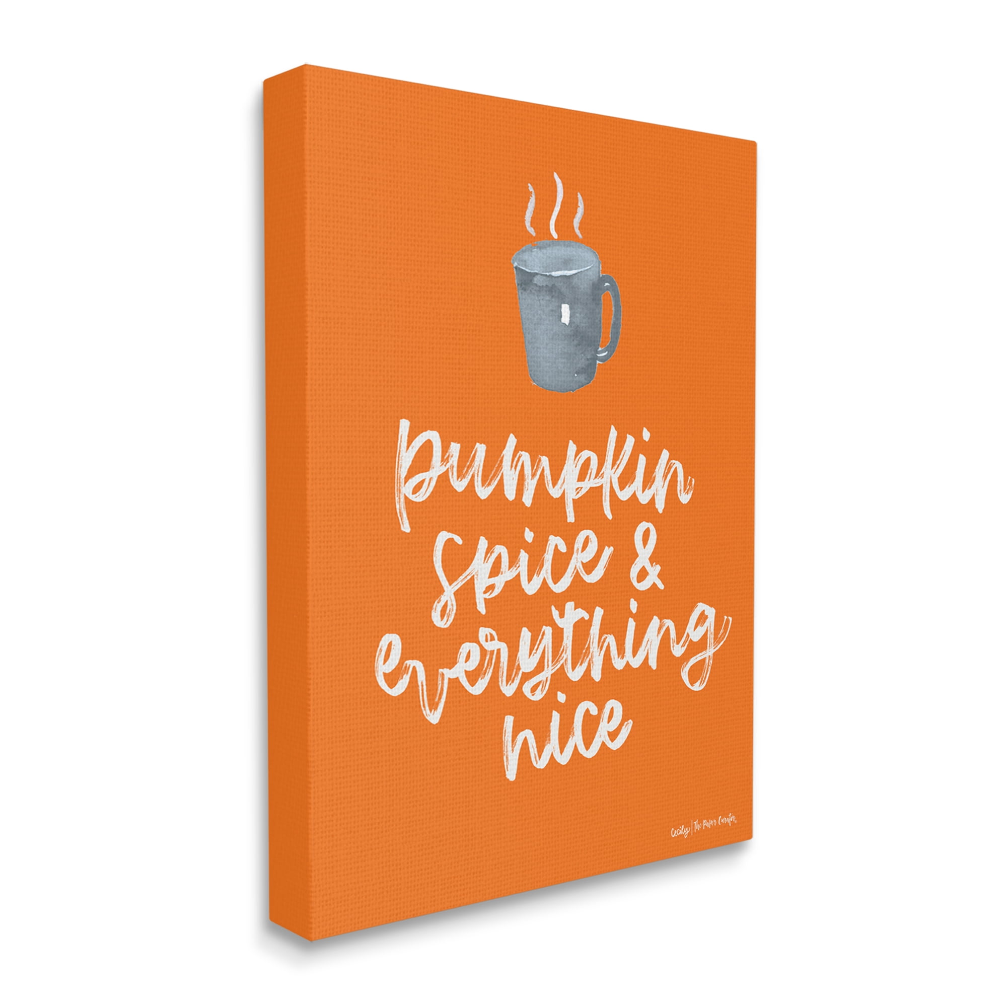 Stupell Industries Pumpkin Spice Steaming Coffee Mug Fall Calligraphy Graphic Art Gallery Wrapped Canvas Print Wall Art, Design by Cecily Moore