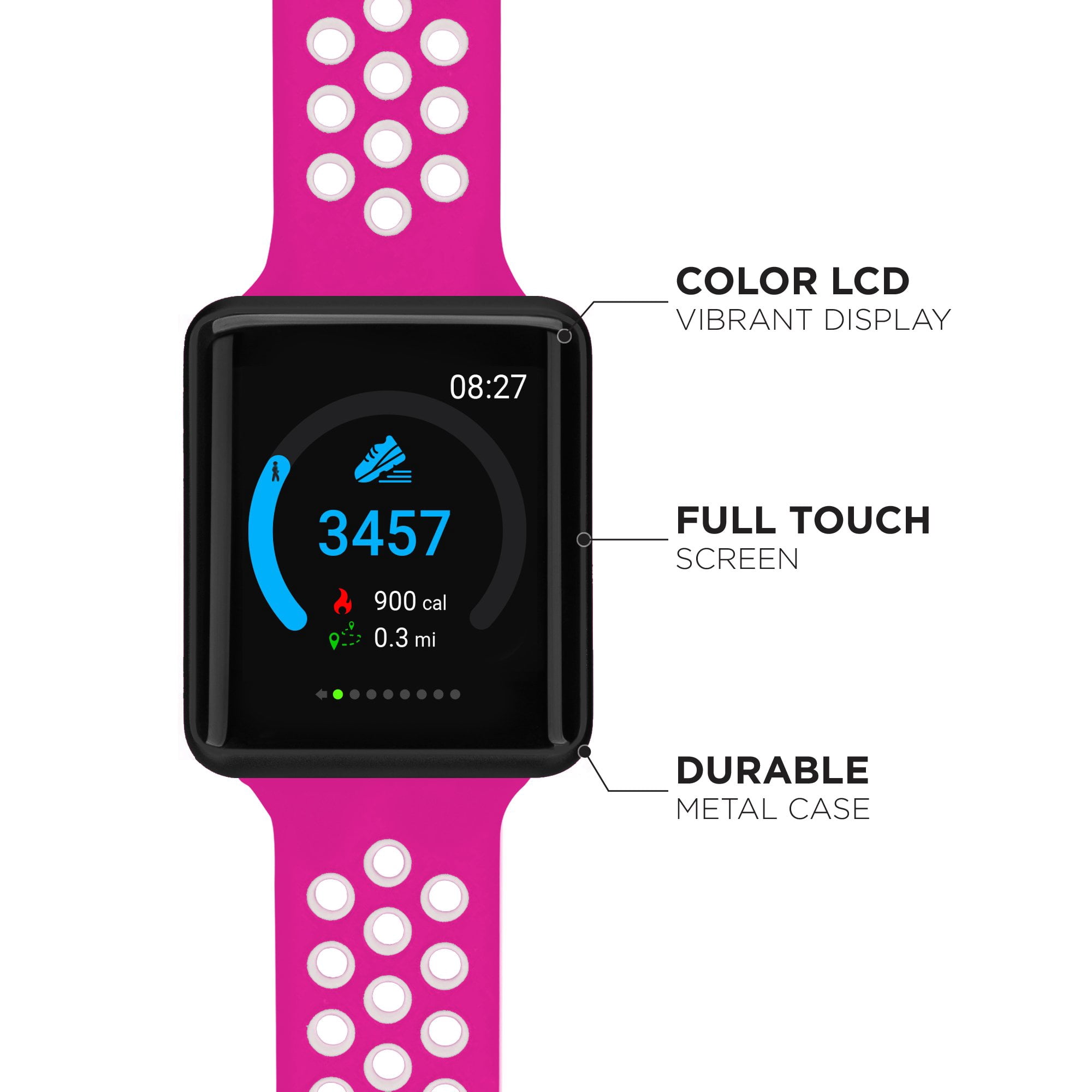 iTouch Air SE Unisex Rubber Smartwatch Fitness Tracker Fuchsia