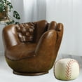 BenJara Baseball Glove Chair & Ottoman, Brown/White