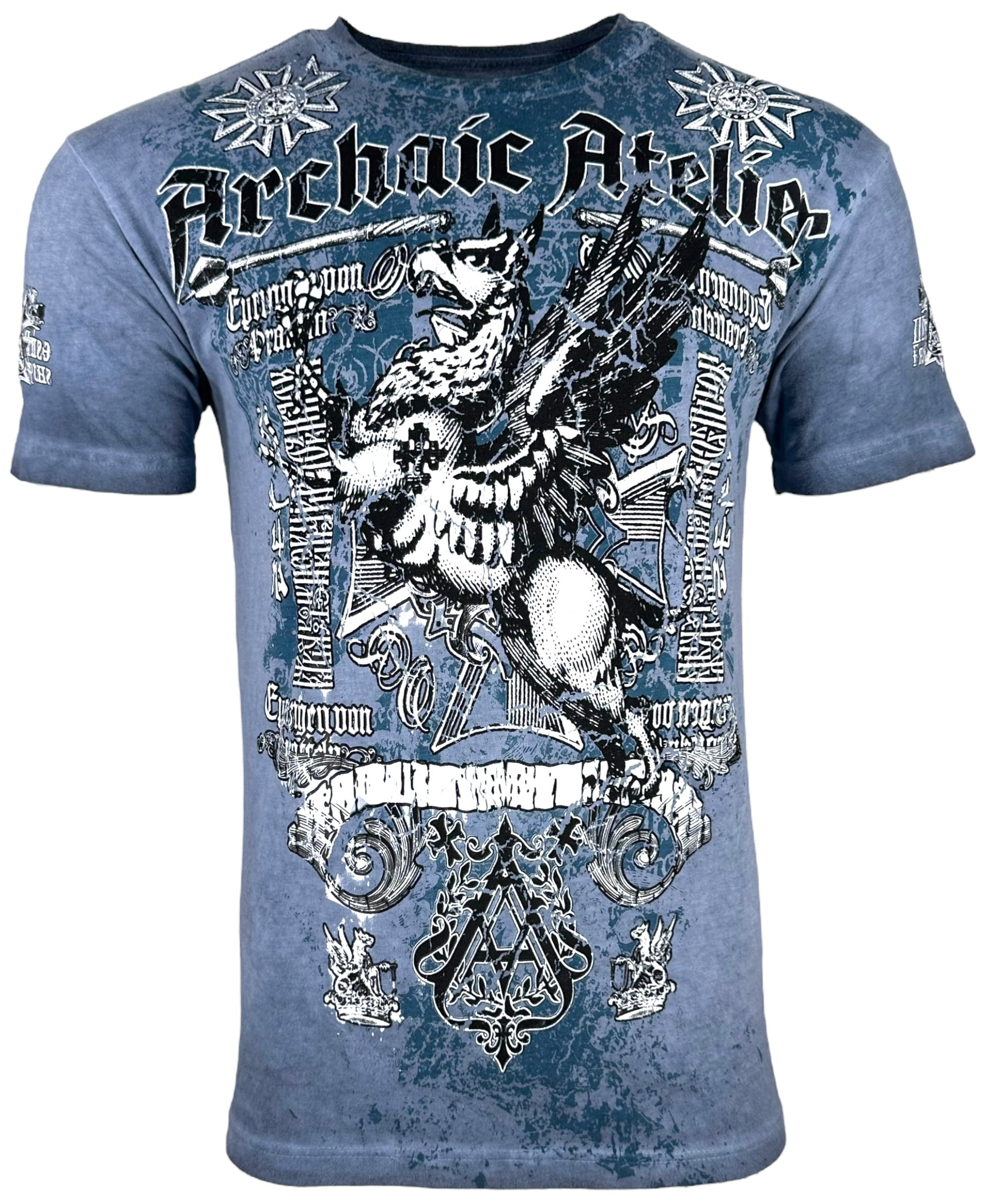 Archaic By Affliction Men's Thermal Shirt SPINE WINGS Black