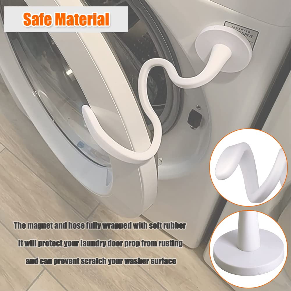 Front Load Washer Door Prop, Magnetic Flexible Washer and Dryer Door Support Keep Washer Drying Door Open to Keep Dry (White, 2pcs)