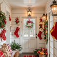 thumbnail image 5 of 8.66 Inch Mini Norfolk Pine Christmas Wreath, Artificial Green Wreath with Red Berries & Ribbon Bow, Farmhouse Hanging Ornament for Cabinet, Window, Front Door Indoor Holiday Decor, 5 of 6