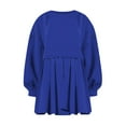 thumbnail image 4 of Womens Oversized Sweatshirt Dress Long Flowy Patchwork Pullover Tops Cute Drop Shoulder Sweatshirts Fall Long Sleeve Mini Dress Teen Girls Crewneck Solid Tunic Pleated Loose Clothing Beig, 4 of 5