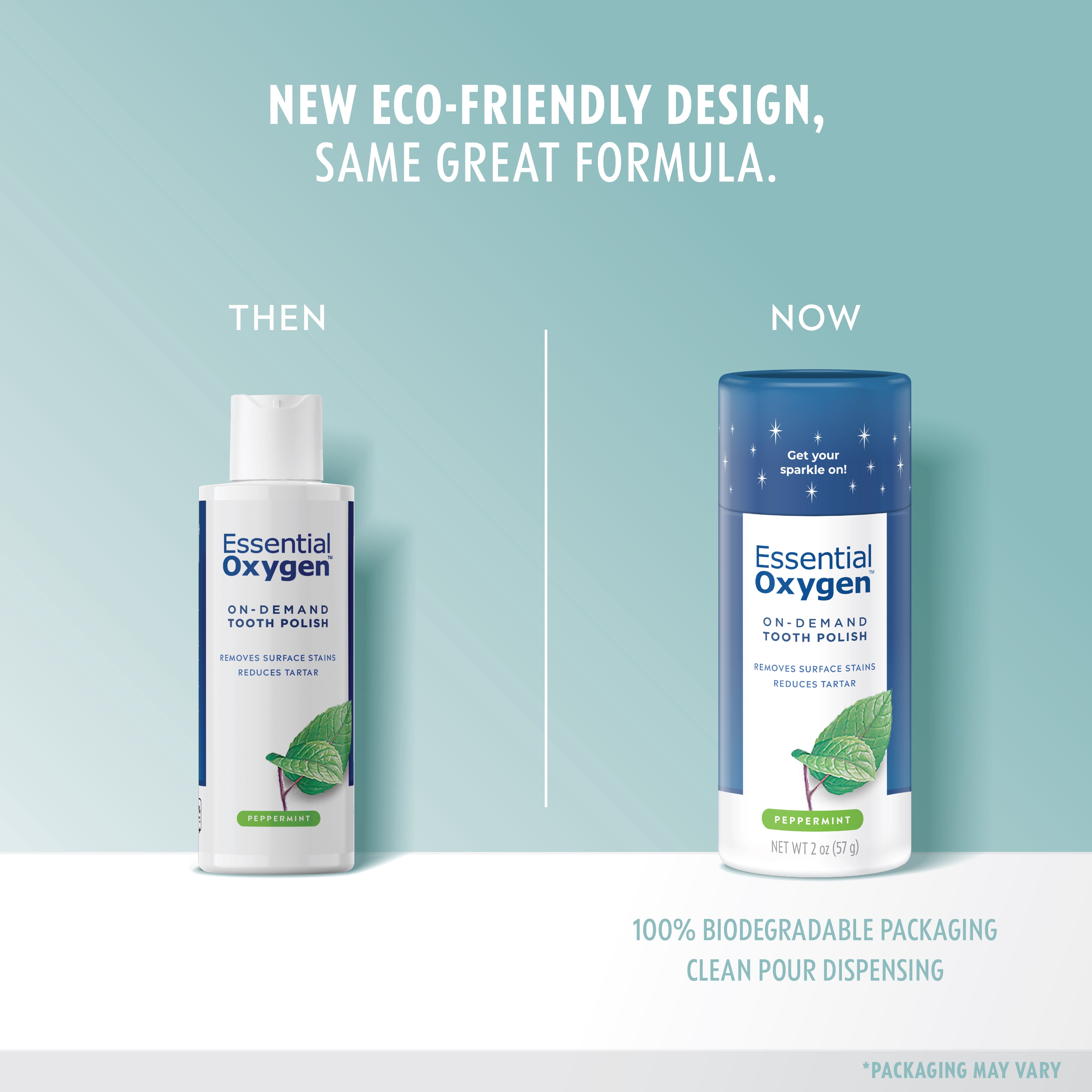 Essential Oxygen Enamel-Safe Fluoride-Free Vegan Anticavity Tooth Polish, Peppermint, 2 oz, Pack of 3