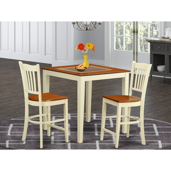 East West Furniture Vernon 3-piece Dining Room Set in Buttermilk and Cherry