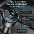 thumbnail image 6 of TOPADRE 138W Ultra-Compact Car Charger, 100W PD Fast Charging with LED Ring Display, Dual USB-C & USB-A, 6 of 7