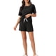 thumbnail image 2 of Conjuntos de pijama de mujer INSPIRE CHIC, ropa de salón casual, pantalones cortos, camisetas con pantalones, con bolsillos, 3XL, negro, 2 of 6