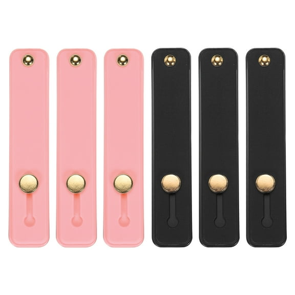 Uxcell 6 Pcs Phone Loop Finger Holder Silicone Phone Strap Grip Holder for Most Smartphones Dark Pink,Black