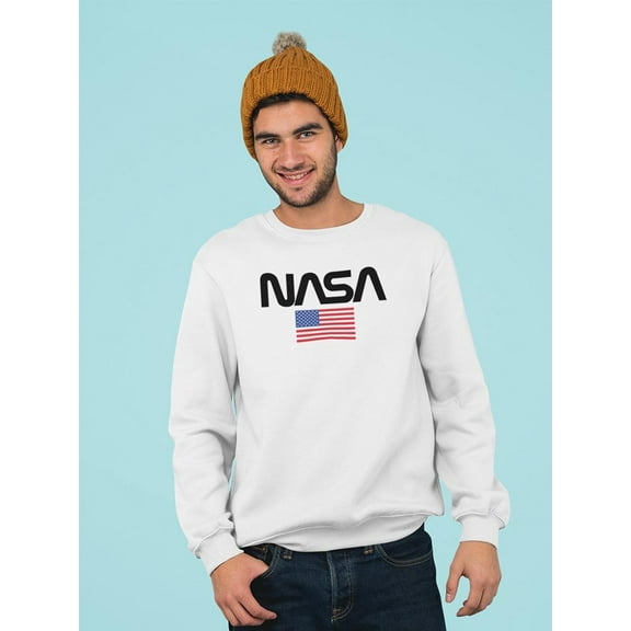 NASA Nasa Usa Flag Sweatshirt Men -NASA Designs, Male 4X-Large