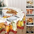 thumbnail image 3 of Thanksgiving Fall Tablecloth Round 60 Inch Autumn Harvest Pumpkin Table Cloth Washable Maple Leaf Farmhouse Red Table Cover for Kitchen Dinner Room Holiday Picnic Party Indoor Outdoor Decor, 3 of 6