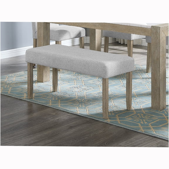 JERFIT 1pc Contemporary Upholstered Dining Bench Gray Finish Dining Room Living Room Wooden