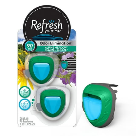 Refresh Your Car! Diffuser Air Freshener (Alpine Meadow/Summer Breeze Scent, 2 Pack)