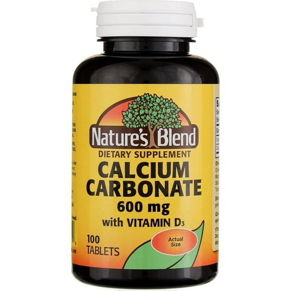 Nature's Blend Calcium Carbonate with Vitamin D3 600 mg 100 Tabs