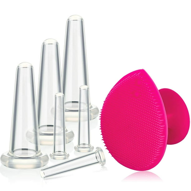 Set de ventosas faciales BBTO, kit de vasos de silicona para masaje al vacío