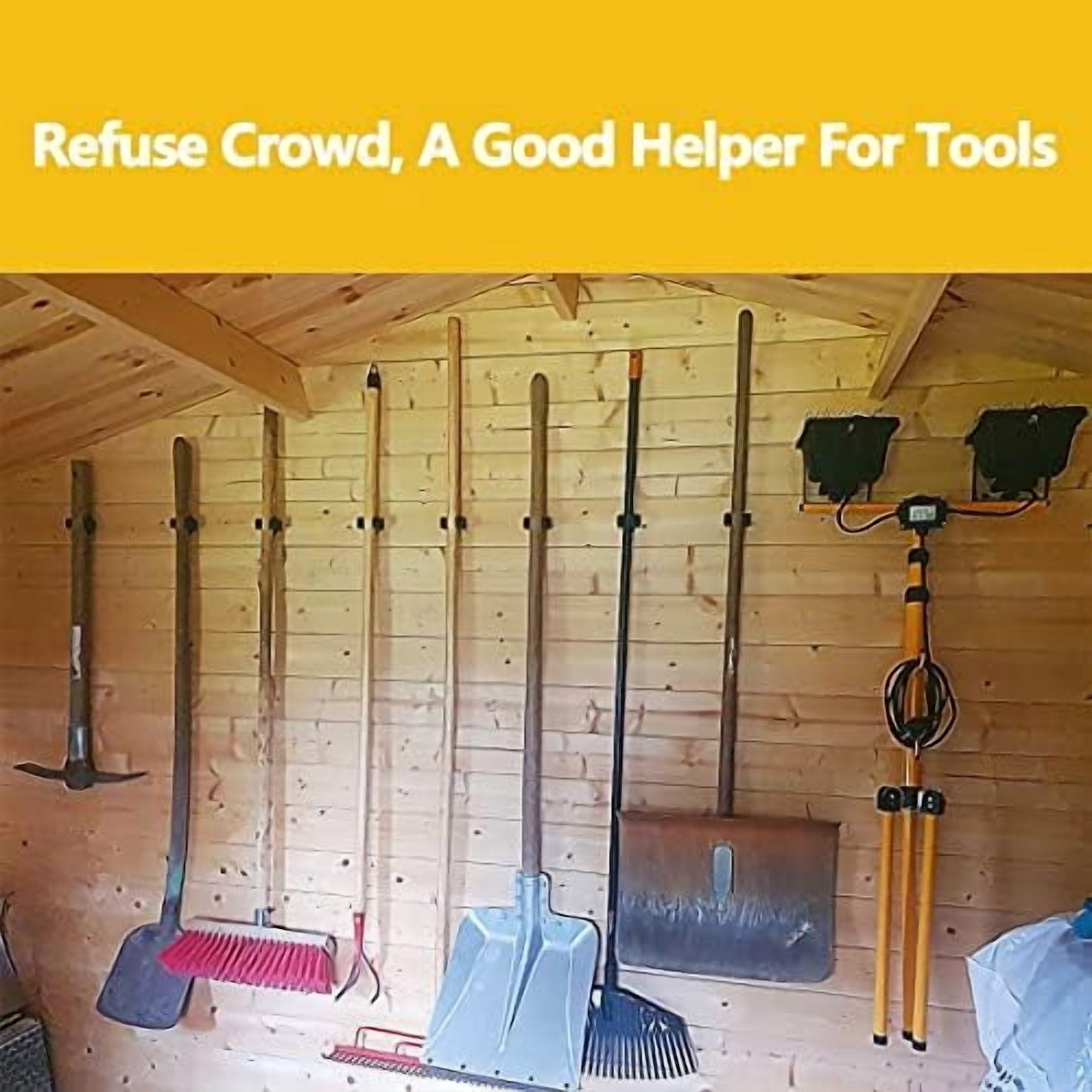 10 Pack Broom Holder Wall Mount, Mop Holder Wall Mounted, Stainless Steel Command Broom Holder with Screws, Garden Tool Rack Wall Mount for Kitchen, Home, Bathroom, Garage Storage, Black