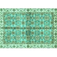 thumbnail image 1 of Ahgly Company Machine Washable Indoor Rectangle Oriental Turquoise Blue Traditional Area Rugs, 8' x 10', 1 of 4