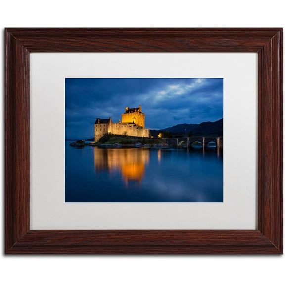 Trademark Fine Art "Eilean Donan Castle" Canvas Art by Michael Blanchette Photography White Matte, Wood Frame