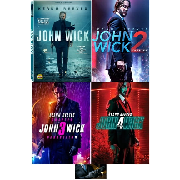 Keanu Reeves JOHN WICK COMPLETE COLLECTION 1 2 3 4 One Two Three Four (4 DVD Set, WS) Includes John Wick Art Card
