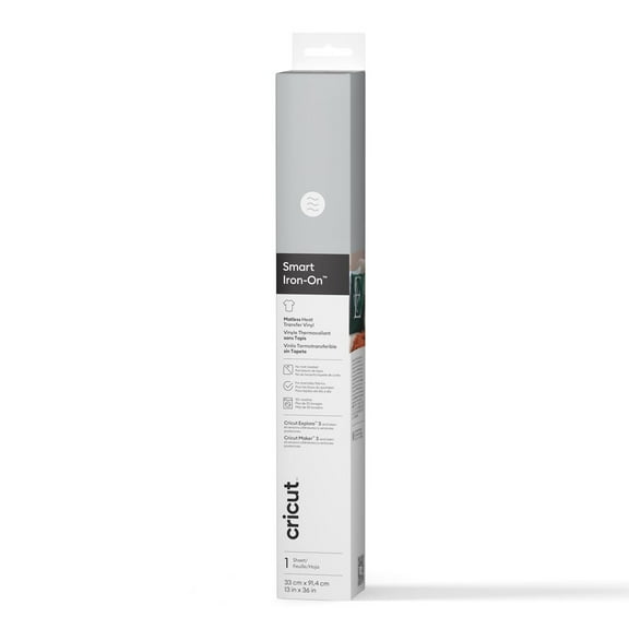 Cricut® Smart Iron-On™ Vinyl Matless Heat Transfer Vinyl (3 ft), 13 x36, Silver