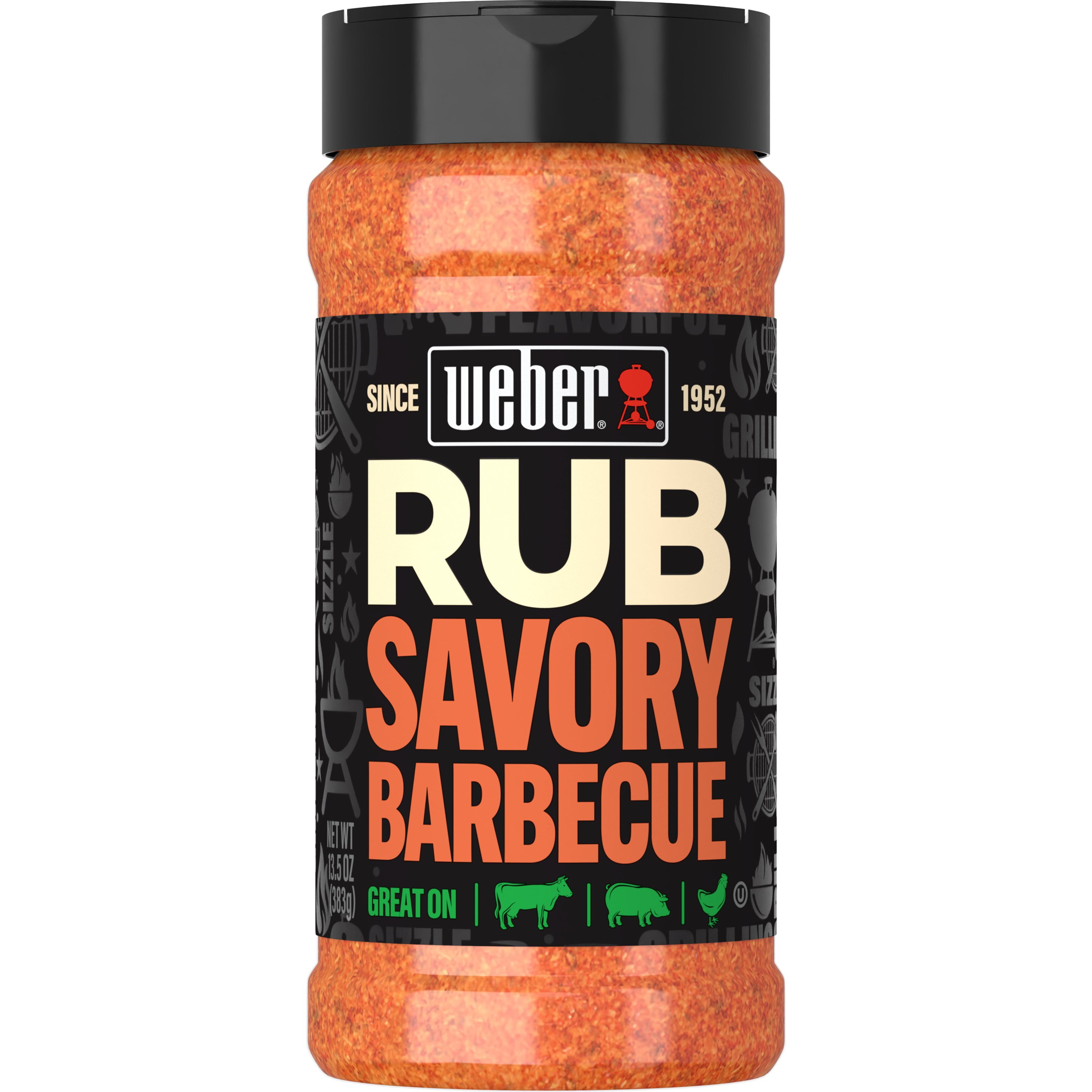 (4 pack) Weber Savory Barbecue Dry Rub, Gluten Free, 13.5 oz