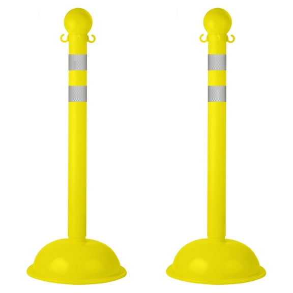 3 Inch Yellow Reflective Heavy Duty Stanchion (2 Pk)