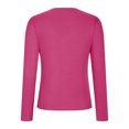 thumbnail image 4 of CaComMARK PI Reduced Womens Long Sleeve Shirts Sexy V Neck Ribbed Knit Fitted Casual Tops Tee Slim Basic Shirt Hot Pink XL(XL), 4 of 5