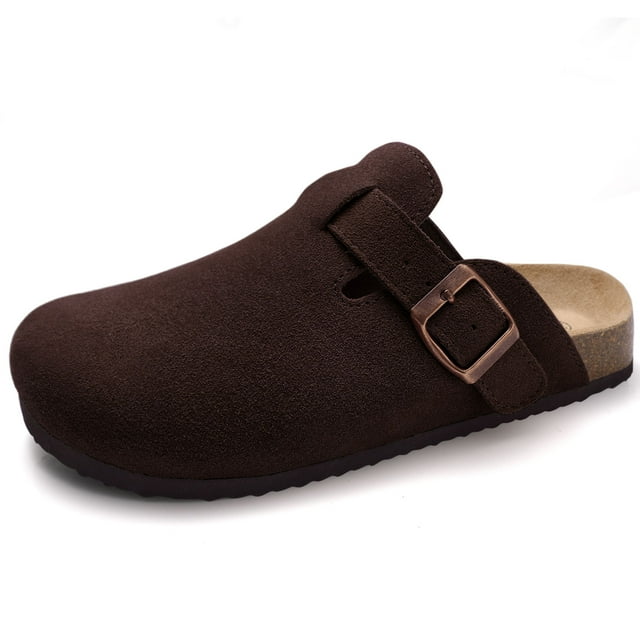 Shevalues-zuecos clásicos de corcho para hombre y mujer, sandalias de ante con plantilla suave, con soporte para ARCO, toboganes de playa a la moda, para el hogar