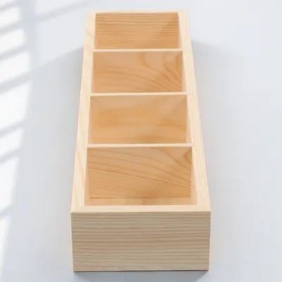 Beaupretty Light Yellow Wooden Tea Bag Holder for Countertop with Divided Storage