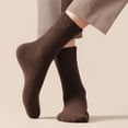 thumbnail image 5 of DJN 33% Wool Blend Socks Thick Solid Color Mid-Crew Winter Warm Socks for Men & Women Coffee One Size, 5 of 9