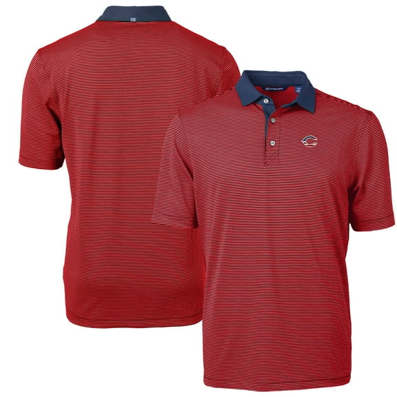 Men's Cutter & Buck  Red Cincinnati Reds Americana Logo Virtue Eco Pique Stripe Recycled Polo