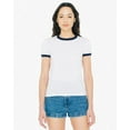 thumbnail image 2 of American Apparel Women's Poly-Cotton Ringer T-Shirt - WHITE/ NAVY - S, 2 of 4