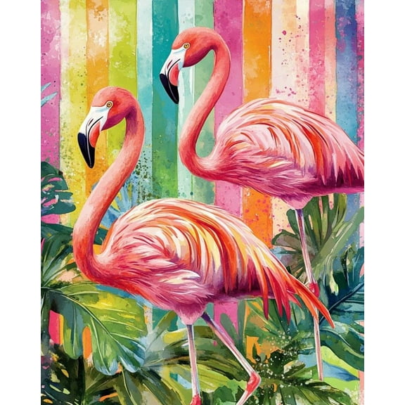 Paint by Numbers for Adults Kids Beginner Flamingo Under the Rainbow Sun DIY Acrylic Painting by Numbers Kits with Brushes Acrylic Pigment Home Decoration Gifts 16 x 20 inch