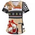 thumbnail image 4 of Wirziis Christmas Costumes for Women Nursing Scrub Tops Christmas Printed Working Uniform Short Sleeve V-Neck Workwear Blouse T-shirt with Pockets, 4 of 5